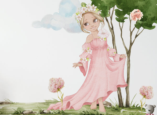 Kids Wall Decals / Princess And Prince Wall Sticker for Nursery / Trees / Hot Air Balloons / Horse