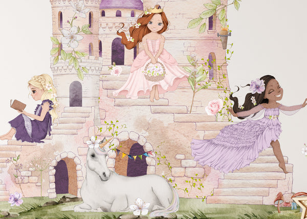 Princess Decor for Girls Room - Princess Castle Wall Decal - Fairy Tales Nursery Decor - Wall Sticker for a girl
