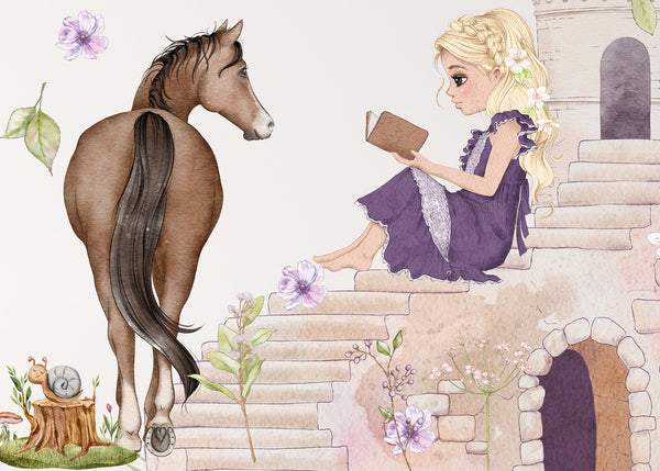 Princess Decor for Girls Room - Princess Castle Wall Decal - Fairy Tales Nursery Decor - Wall Sticker for a girl