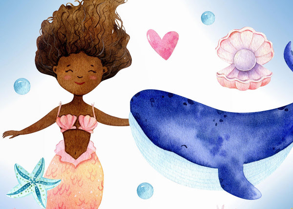 Mermaid Wall Decal, Sea ocean wall stickers, Girls bedroom decor