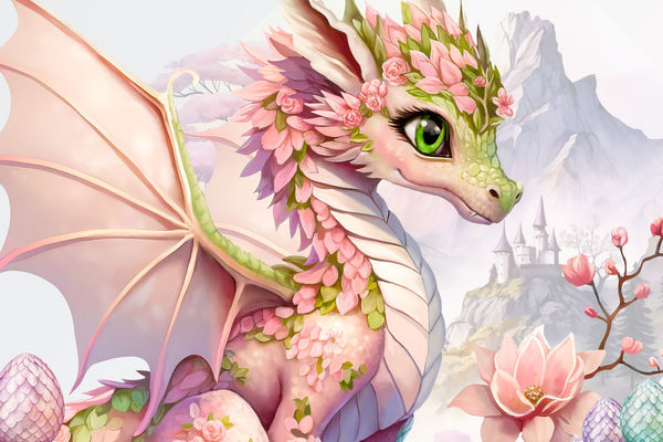 Fairy Dragons Wall Decals for kids / Girly Nursery Wall Sticker / Baby Girl Playroom