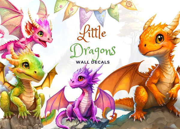 Dragon wall decal for kids - Baby Dragons wall art- Nursery wall sticker for boys