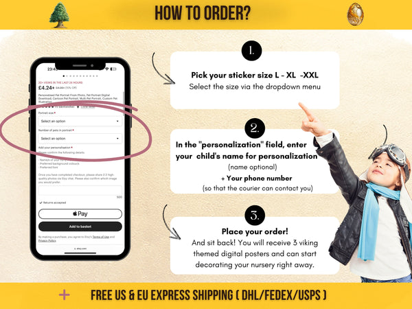 Viking Wall Decal for Kids' Room, Dragon Wall Sticker, Viking Nursery