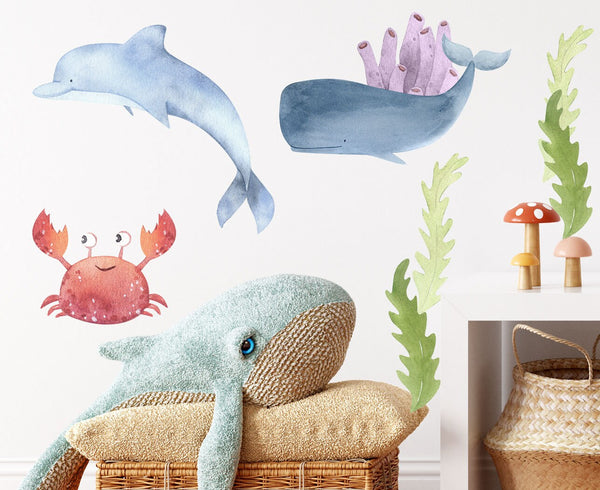 Ocean Nursery Decals - Under the Sea Wall Decals - Underwater Nursery Wall Decals - Peel and Stick