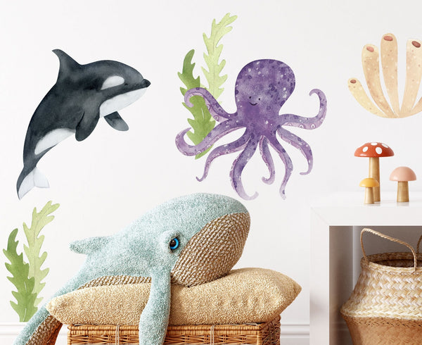 Ocean Nursery Decals - Under the Sea Wall Decals - Underwater Nursery Wall Decals - Peel and Stick