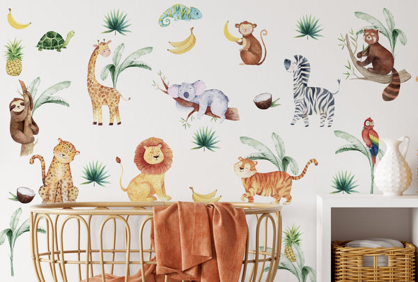 Safari Animal Wall Decal - Jungle Nursery Decal - Stickers Jungle - Animal Decals for Nursery