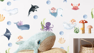 Ocean Nursery Decals - Under the Sea Wall Decals - Underwater Nursery Wall Decals - Peel and Stick