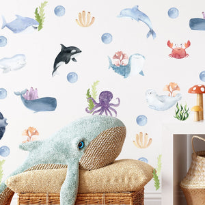 Ocean Nursery Decals - Under the Sea Wall Decals - Underwater Nursery Wall Decals - Peel and Stick