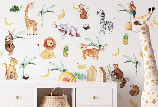 Safari Animal Wall Decal - Jungle Nursery Decal - Stickers Jungle - Animal Decals for Nursery