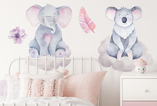 On Clouds Animal Decals for Nursery - Wall Decal Animals - Wallstickers Kids