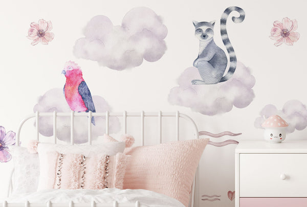 On Clouds Animal Decals for Nursery - Wall Decal Animals - Wallstickers Kids