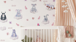 On Clouds Animal Decals for Nursery - Wall Decal Animals - Wallstickers Kids