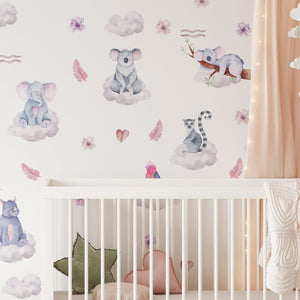 On Clouds Animal Decals for Nursery - Wall Decal Animals - Wallstickers Kids