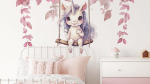 Nursery Wall Decal for Girl's Bedroom - Unicorn Wall Sticker - Pink Wall Decals - Fairy Wall Decor for Girl