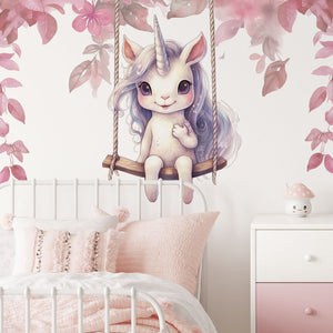 Nursery Wall Decal for Girl's Bedroom - Unicorn Wall Sticker - Pink Wall Decals - Fairy Wall Decor for Girl