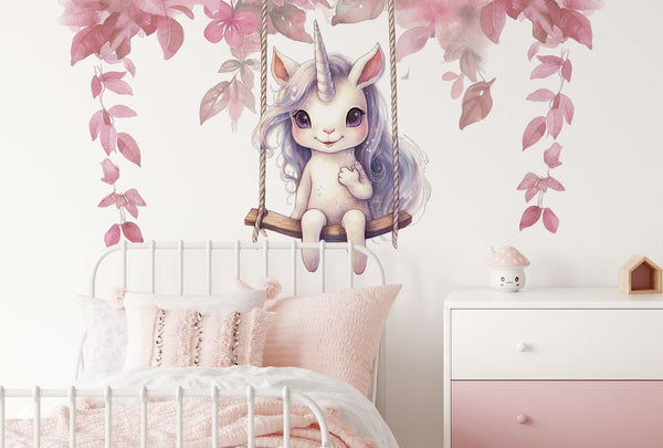 Nursery Wall Decal for Girl's Bedroom - Unicorn Wall Sticker - Pink Wall Decals - Fairy Wall Decor for Girl