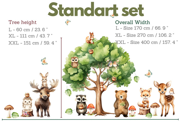 Woodland Nursery Decor Wall Decal - Forest Animals Wall Sticker for Boy and Girl Playroom