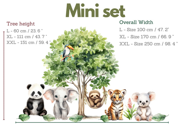 Safari Animals Wall Decals - Nursery Wall Stickers - Jungle Animals On a Swing - Zoo Animal - Playroom Decoration