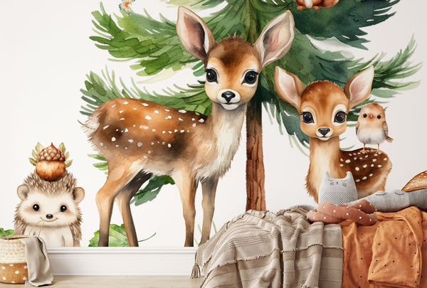 Woodland Wall Decal - Nursery Wall Stickers - Fawn wall sticker for children's room