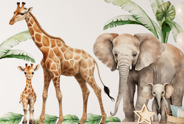 Safari Animal Nursery Wall Decals – Large Jungle Wall Stickers - Magic of the Wild Animals Stickers for girls and boys