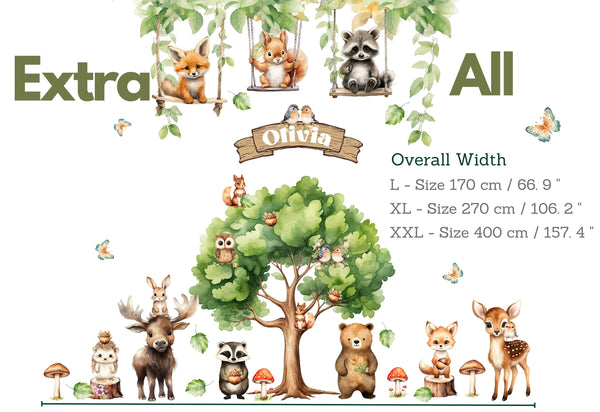 Woodland Nursery Decor Wall Decal - Forest Animals Wall Sticker for Boy and Girl Playroom