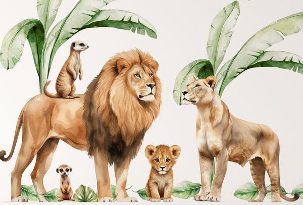 Safari Animal Nursery Wall Decals – Large Jungle Wall Stickers - Magic of the Wild Animals Stickers for girls and boys