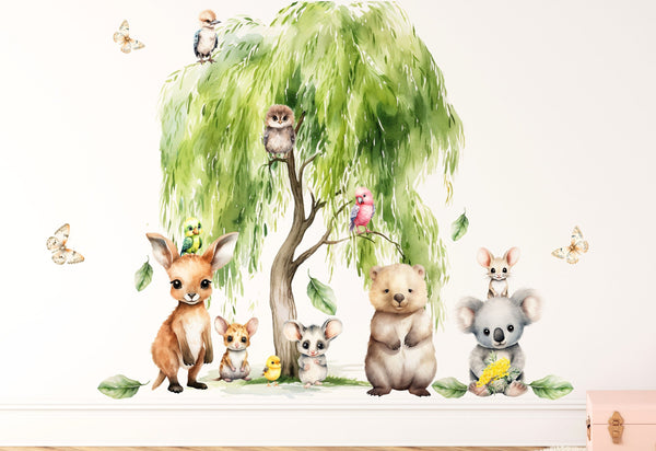 XXL Australian Animals Wall Decals - Rainforest Animals Wall Sticker for Nursery, bedroom or playroom decoration