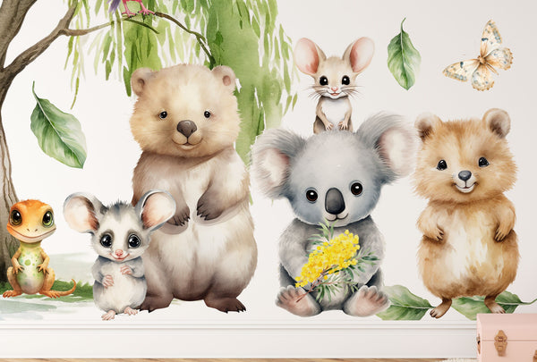 XXL Australian Animals Wall Decals - Rainforest Animals Wall Sticker for Nursery, bedroom or playroom decoration