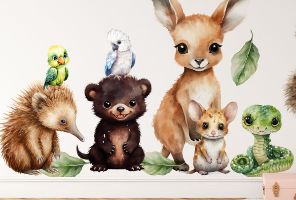 XXL Australian Animals Wall Decals - Rainforest Animals Wall Sticker for Nursery, bedroom or playroom decoration