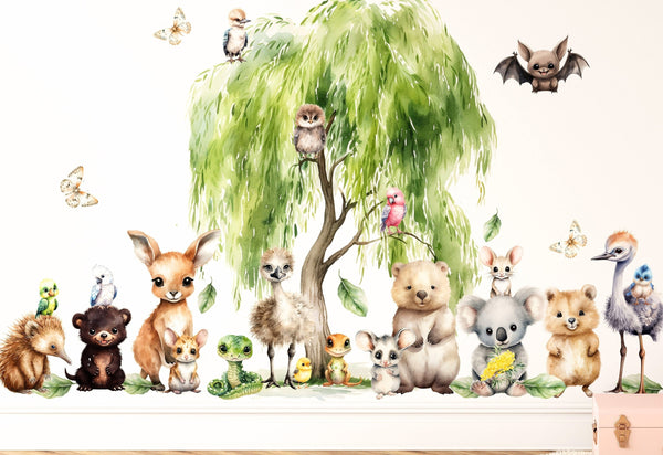 XXL Australian Animals Wall Decals - Rainforest Animals Wall Sticker for Nursery, bedroom or playroom decoration