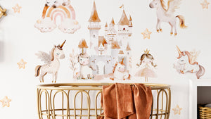 Unicorns Decals - Girls Nursery - Peel and Stick - Girl's room decoration - Nursery Wall Sticker for a girl