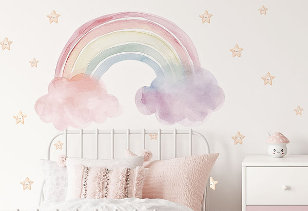 Nursery Stickers Unicorn - Pastel Rainbow Wall Decal - Boho Rainbow Wall Art - Rainbow Watercolor Wall Decal