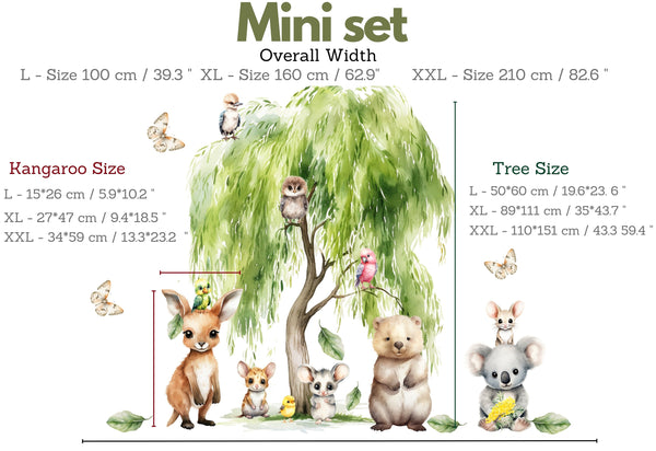 XXL Australian Animals Wall Decals - Rainforest Animals Wall Sticker for Nursery, bedroom or playroom decoration