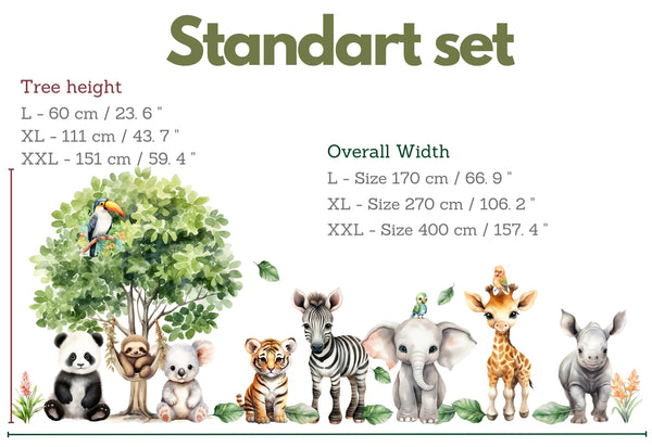 Safari Animals Wall Decals - Nursery Wall Stickers - Jungle Animals On a Swing - Zoo Animal - Playroom Decoration