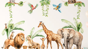 Safari Animal Nursery Wall Decals – Large Jungle Wall Stickers - Magic of the Wild Animals Stickers for girls and boys