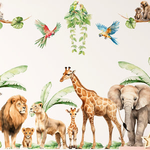 Safari Animal Nursery Wall Decals – Large Jungle Wall Stickers - Magic of the Wild Animals Stickers for girls and boys