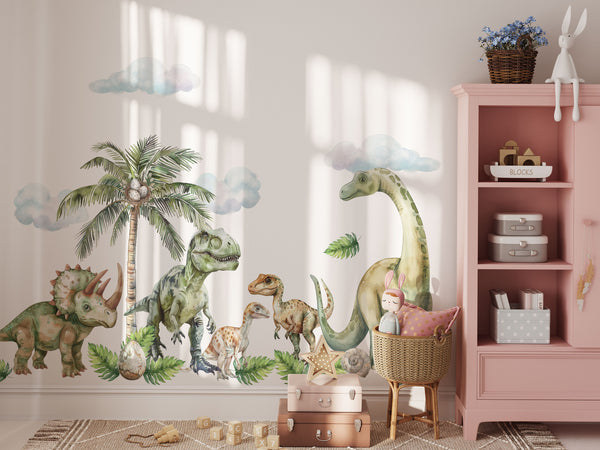 Large Dinosaur Wall Decals for Nursery - Cute Dino Wall Sticker for Kids Bedroom or Playroom