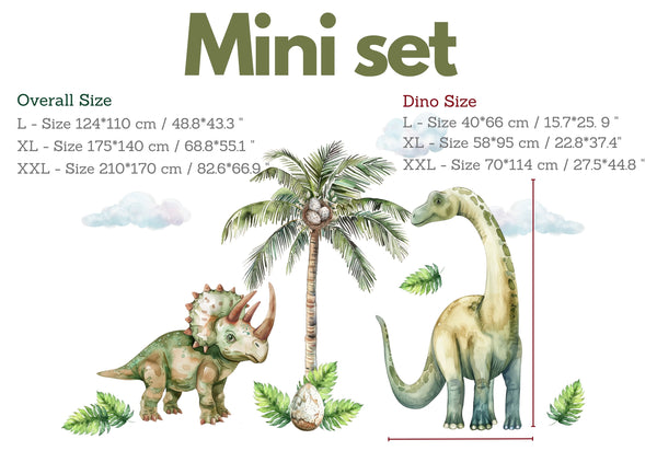 Large Dinosaur Wall Decals for Nursery - Cute Dino Wall Sticker for Kids Bedroom or Playroom