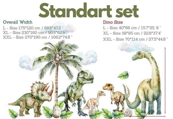 Large Dinosaur Wall Decals for Nursery - Cute Dino Wall Sticker for Kids Bedroom or Playroom