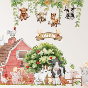 Farm Animal Wall Decals - Nursery Wall Stickers - Barnyard Animal Decor - Kids Room Art