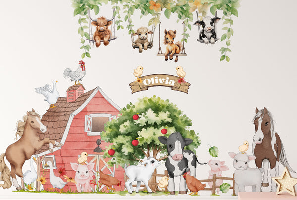 Farm Animal Wall Decals - Nursery Wall Stickers - Barnyard Animal Decor - Kids Room Art