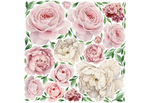 Wall decals peony flowers and roses