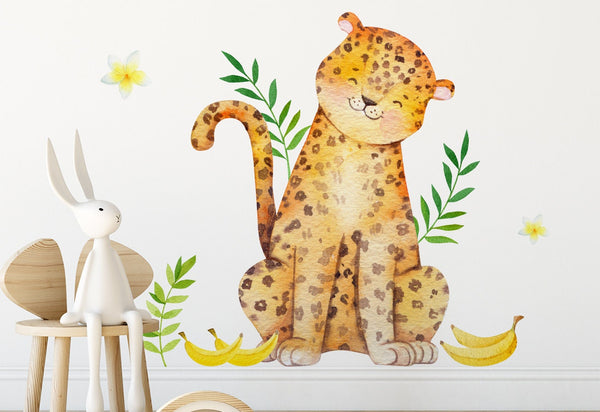 Safari animal wall stickers - leopard, monkey, turtle, panda