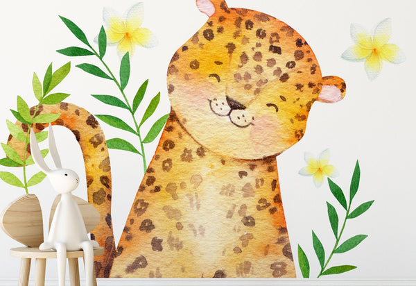 Safari animal wall stickers - leopard, monkey, turtle, panda