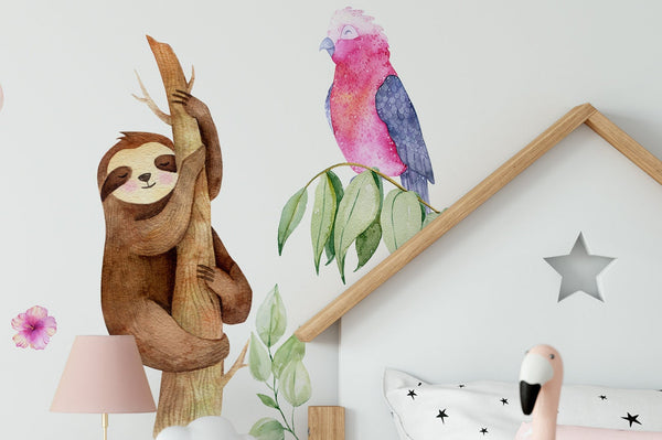Jungle Animals Stickers - Zebra, Sloth, Parrot