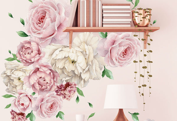 Wall decals peony flowers and roses