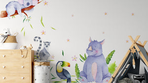 Rhino Jungle Animals - Wall Decals for Nursery - Safari Animals Wall Stickers