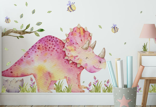 Vinilos de dinosaurios rosas - 190 elementos en pegatinas adhesivas para habitación de niñas