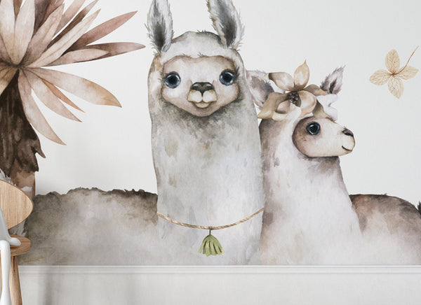 Boho llama wall sticker set
