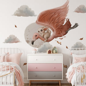 Flamingo Bedroom kids decal - Nursery Wall Stickers - Baby Nursery Decor - Baby Wall Decal - Peel and Stick -  Girl Stickers